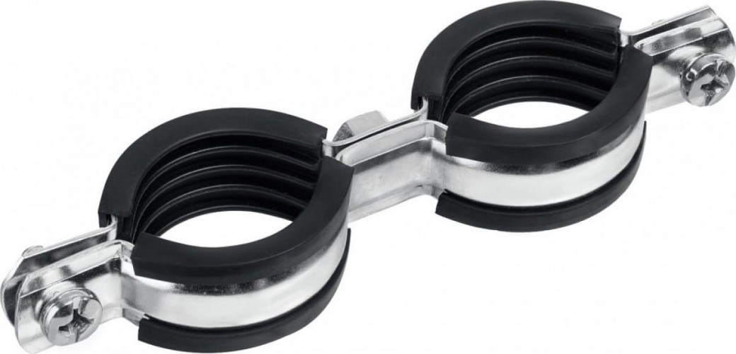 Хомут для монтажа труб двухболтовый ЗУБР 37890-32-37 двойной 1", 8шт, оцинкованный