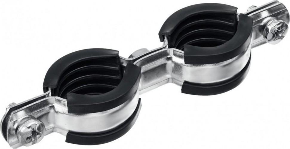 Хомут для монтажа труб двухболтовый ЗУБР 37890-25-29 двойной 3/4", 8шт, оцинкованный