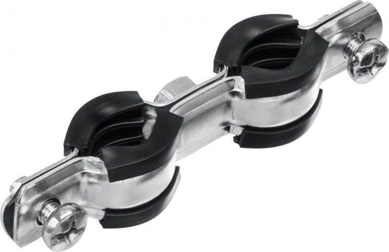 Хомут для монтажа труб двухболтовый ЗУБР 37890-15-19 двойной 3/8", 8шт, оцинкованный