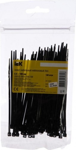 Хомут пластиковый IEK 2.5х100 нейлон черн. (уп. 100шт) UHH32-D025-100-100 - изображение 3