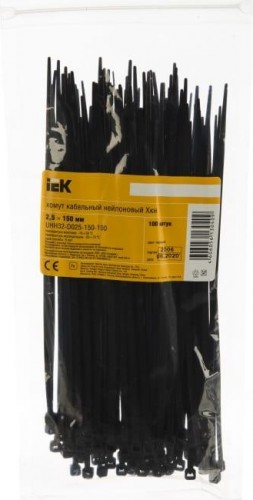 Хомут пластиковый IEK 2.5х150 нейлон кабельный черн. (уп. 100шт) UHH32-D025-150-100 - изображение 3