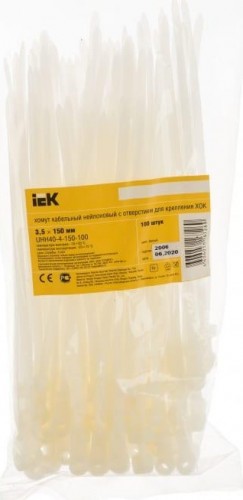 Хомут пластиковый IEK 3.5х150 нейлон кабельный с отвер. для креп. хок (уп. 100шт) UHH40-4-150-100 - изображение 4