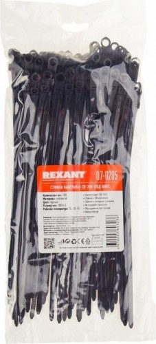 Хомут пластиковый под винт REXANT 150x3,6 мм, черный упаковка 100 шт. 07-0155 - изображение 2