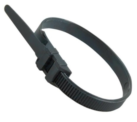 Хомут пластиковый REXANT 260x9,0 мм, черный усиленный с двойным горизонтальным замком упаковка 07-0269