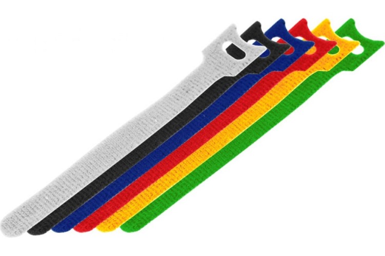 Хомут пластиковый REXANT 310х16 мм, цветной набор многоразовых на липучке упаковка 12 шт. 07-7310