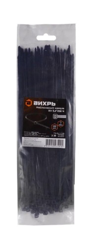 Хомут пластиковый ВИХРЬ 3,6 х 250 (уп.100 шт.) черный 73/9/1/28 - изображение 4