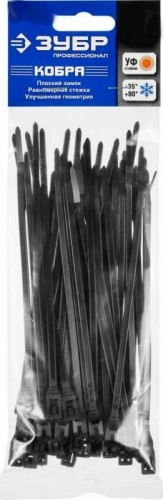 Хомут пластиковый ЗУБР ПРОФЕССИОНАЛ черные кобра, с плоским замком, 4.6х370 мм, 25 шт, 30935-46-370 - изображение 3