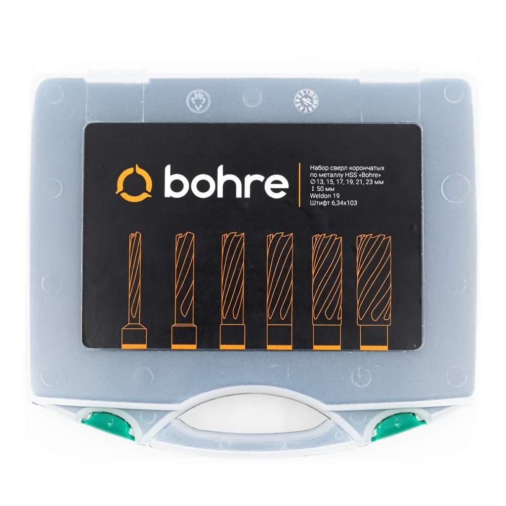 Набор сверл корончатых по металлу HSS Bohre штифт 6,34х103 13,15,17,19,21,23 мм х50 Weldon 19 - изображение 3
