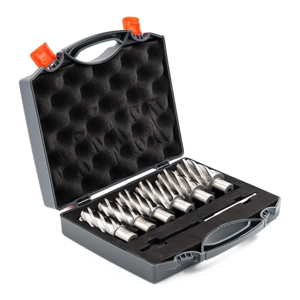 Набор сверл корончатых по металлу HSS Bohre штифт 6,34х103 25,27,29,31,33,35 мм х50 Weldon 19