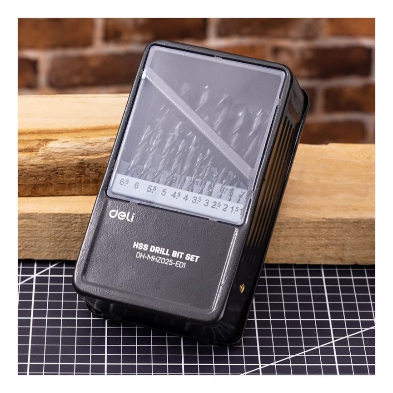 Набор сверл по металлу hss DELI DH-MHZ025-ED1 (1-13мм, 25 шт) металлический кейс 112193 - изображение 3