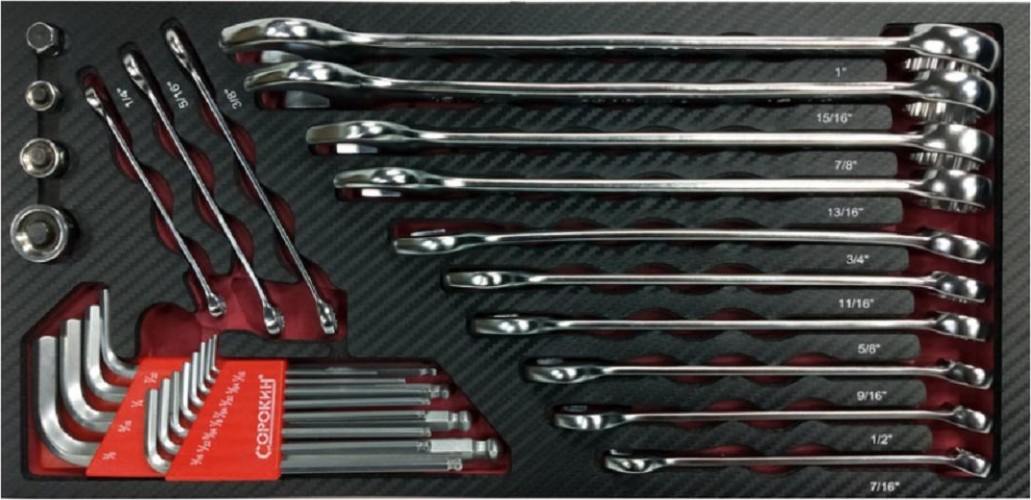 Инструмент в ложементе СОРОКИН 1.129 Standart дюймовый 29 предметов