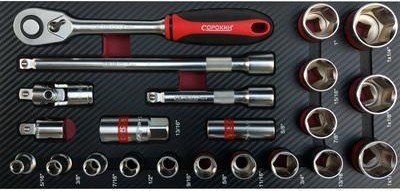 Инструмент в ложементе СОРОКИН 1.124 Standart дюймовый 24 предмета