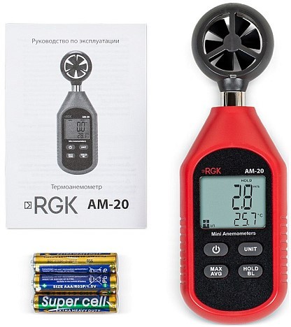 Измеритель скорости потока воздуха RGK AM-20 с поверкой 779289 - изображение 4