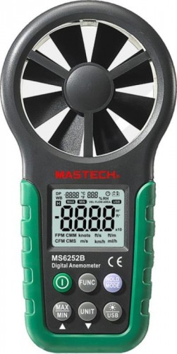 Измеритель скорости потока воздуха MASTECH MS6252B цифровой, с крыльчаткой 13-1272