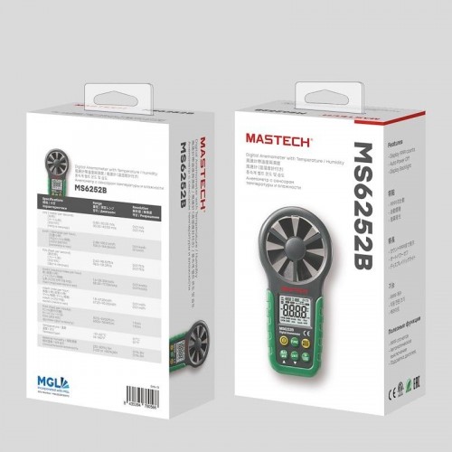 Измеритель скорости потока воздуха MASTECH MS6252B цифровой, с крыльчаткой 13-1272 - изображение 2