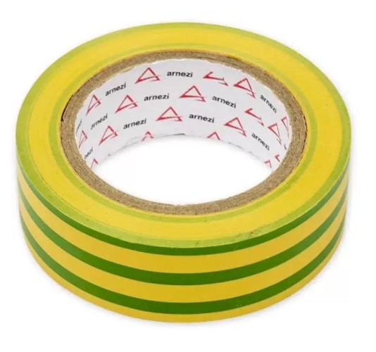 Изолента ARNEZI R8030504 ПВХ 19 мм x10 м толщина 130 мик, желто-зеленая