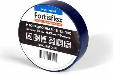 Изолента FORTISFLEX 71227 15 мм х 10 м, цвет синий