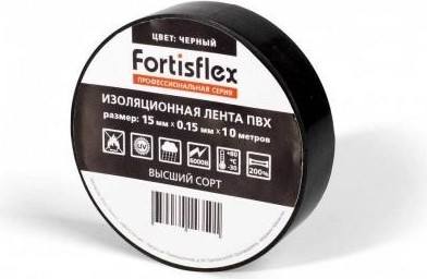 Изолента FORTISFLEX 71228 15 мм х 10 м, цвет черный