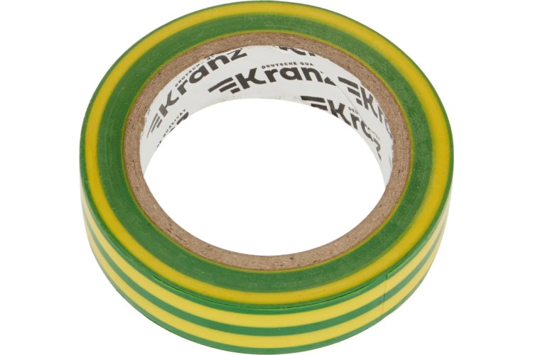 Изолента Kranz KR-09-2007 ПВХ 15 мм х10 м, желто-зеленая - изображение 2
