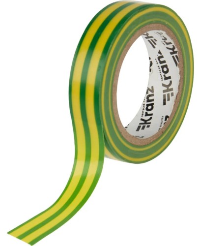 Изолента Kranz KR-09-2007 ПВХ 15 мм х10 м, желто-зеленая