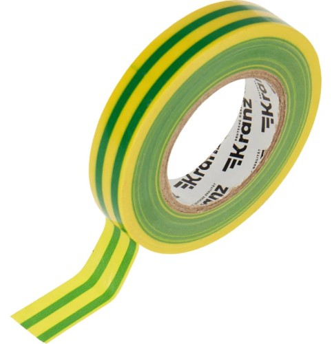 Изолента Kranz KR-09-2107 ПВХ 15 мм х25 м, желто-зеленая