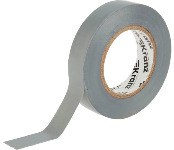 Изолента Kranz KR-09-2108 ПВХ 15 мм х25 м, серая