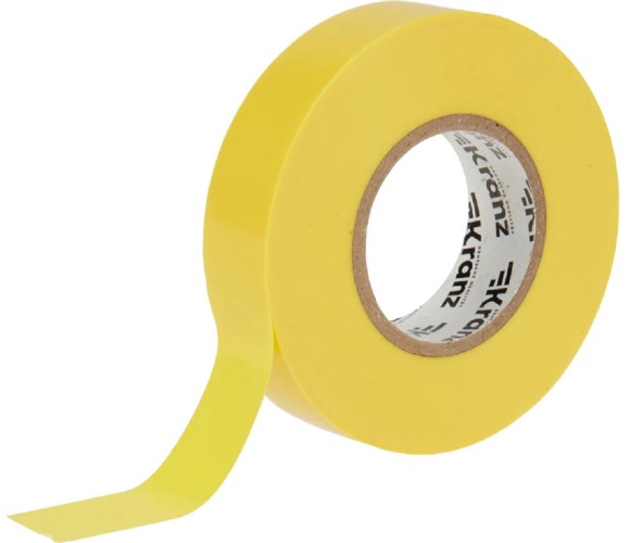 Изолента Kranz KR-09-2802 ПВХ профессиональная 0,18х19 мм х20 м, желтая