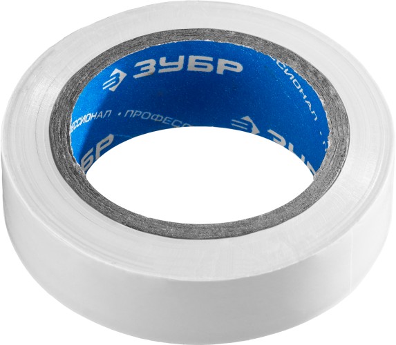 Изолента ЗУБР Электрик-10 белая пвх, не поддерживает горение, 10м (0,13х15мм), 1233-8
