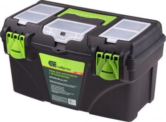 Ящик для инструмента СИБРТЕХ 18 ”, с органайзерами 90808