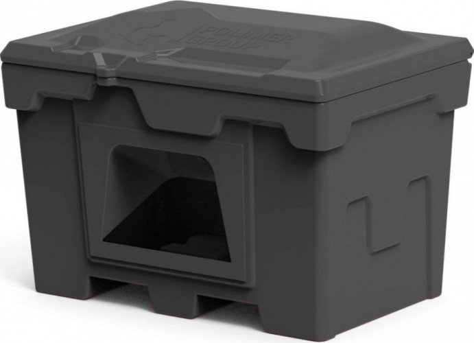 Ящик для песка и химикатов POLIMER GROUP 500 л с крышкой и дозатором черный - изображение 2
