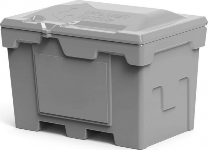 Ящик для песка и химикатов POLIMER GROUP 500 л с крышкой серый - изображение 2