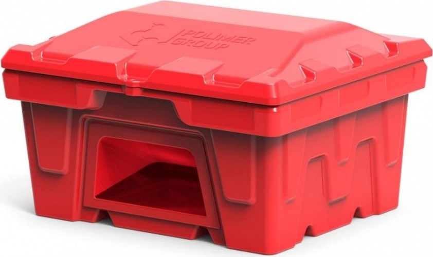 Ящик для песка и химикатов POLIMER GROUP 250 л с крышкой и дозатором красный - изображение 2