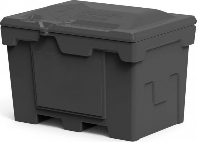 Ящик для песка и химикатов POLIMER GROUP 500 л с крышкой черный - изображение 2