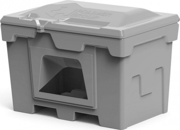 Ящик для песка и химикатов POLIMER GROUP 500 л с крышкой и дозатором серый - изображение 2
