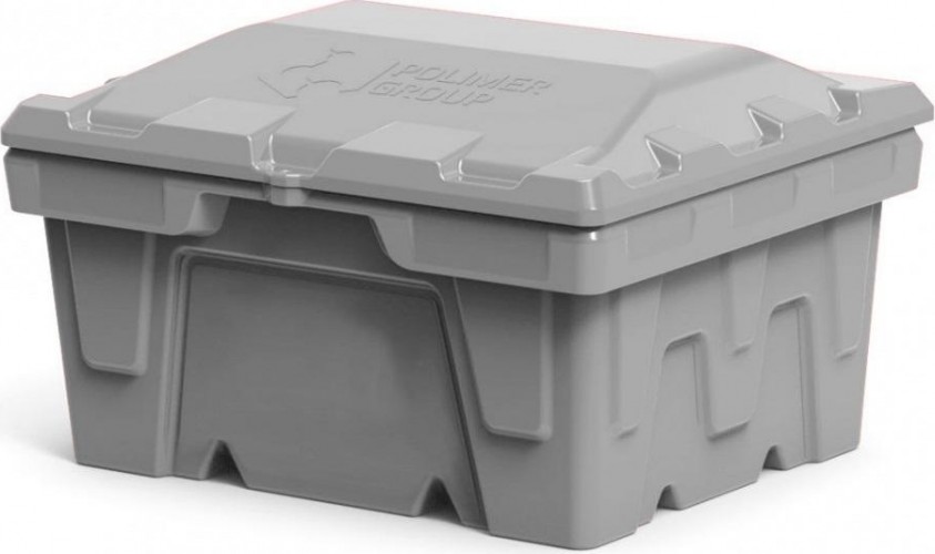 Ящик для песка и химикатов POLIMER GROUP 250 л с крышкой серый - изображение 2