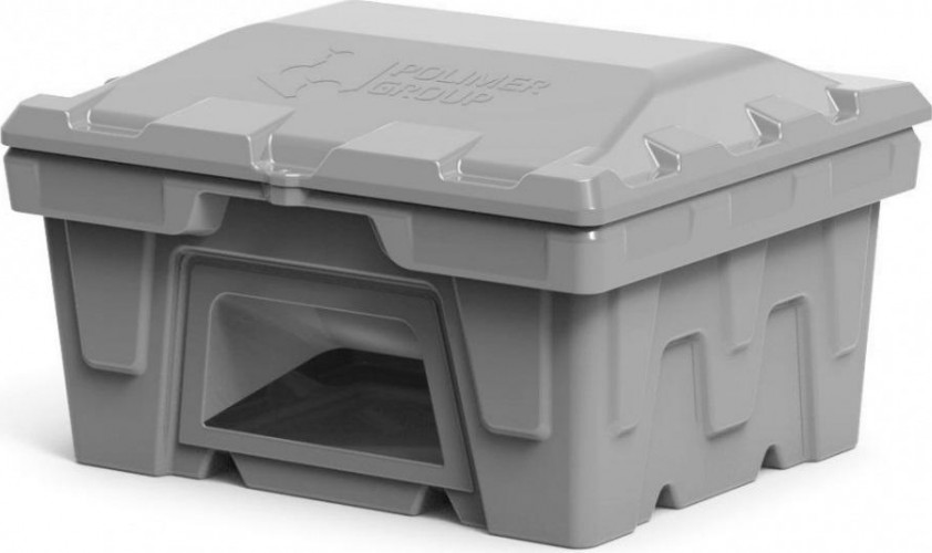 Ящик для песка и химикатов POLIMER GROUP 250 л с крышкой и дозатором серый - изображение 2
