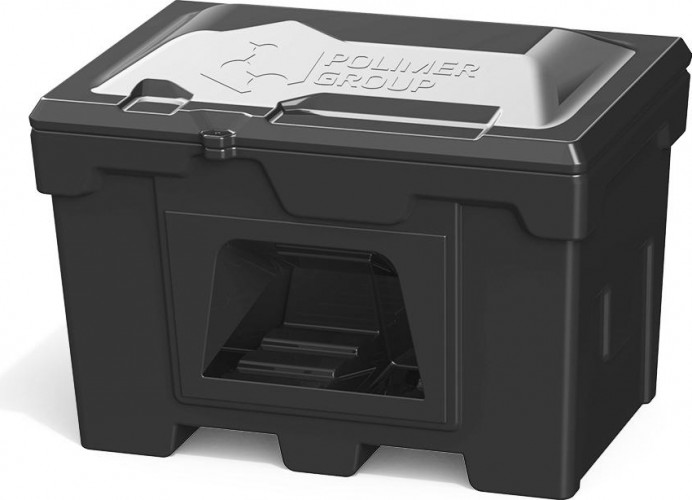 Ящик для песка и химикатов POLIMER GROUP 500 л с крышкой и дозатором черный
