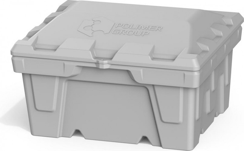 Ящик для песка и химикатов POLIMER GROUP 250 л с крышкой серый