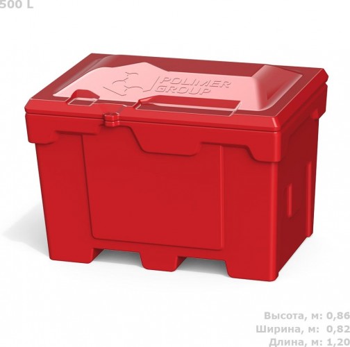 Ящик для песка и химикатов POLIMER GROUP 500 л с крышкой красный - изображение 2
