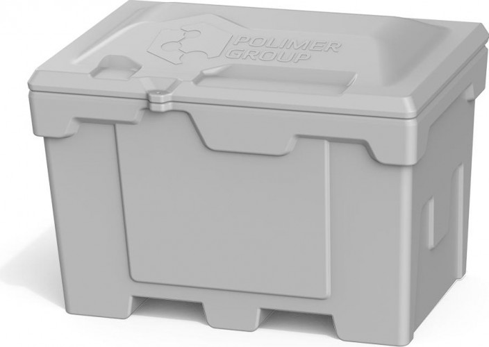Ящик для песка и химикатов POLIMER GROUP 500 л с крышкой серый