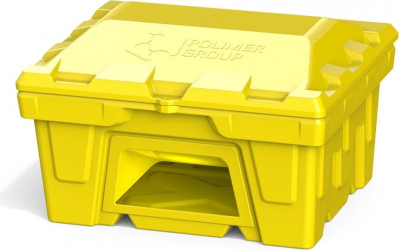 Ящик для песка и химикатов POLIMER GROUP 250 л с крышкой и дозатором желтый