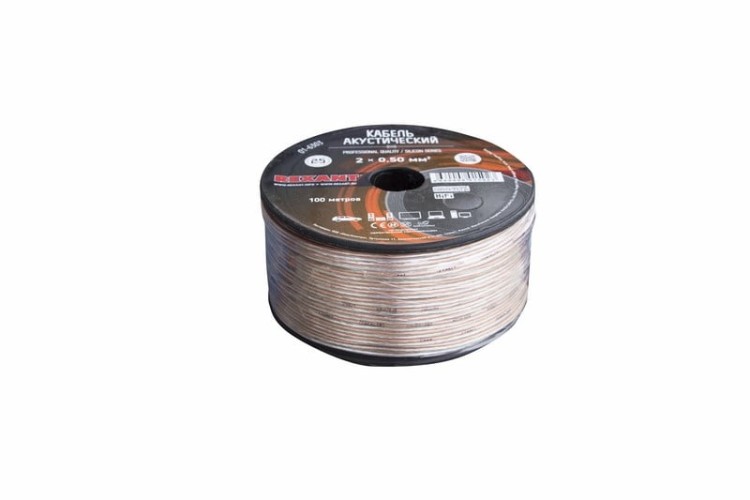 Кабель акустический REXANT 01-6303 2х0,50мм², прозрачный SILICON, 100м