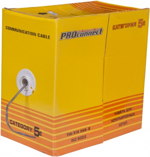 Кабель Proconnect CCA, U/UTP, CAT 5e, PVC 2x2x0,50мм, внутренний, серый, 305м 01-0022-3 - изображение 2