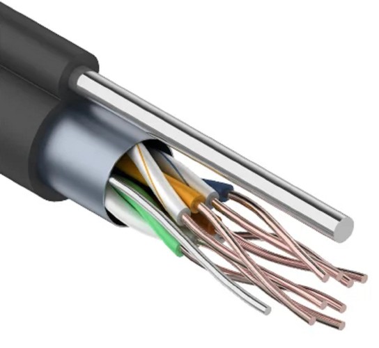 Кабель Proconnect F/UTP, CAT 5e, PE 4х2х0,48мм, 24AWG внешний, черный, 305м, с тросом 01-0155