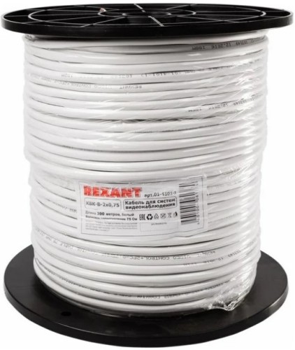Кабель REXANT 01-4101-1 КВК-В-2 +2x0,75мм², ø8,0 мм, 200м одножильный, бел - изображение 2