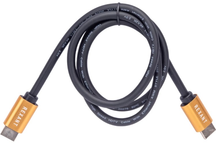 Кабель REXANT 17-6102 HDMI-HDMI 2.0, 1м, Gold (цветная коробка)