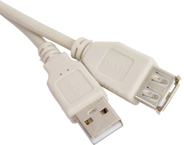 Кабель REXANT 18-1114 USB-A – гн. USB-A, 2,4A, 1,8м, ПВХ, серый - изображение 2