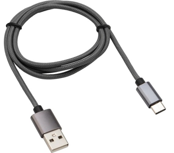 Кабель REXANT 18-1896 USB-A – Type-C, 3A, 1м, в темно-серой нейлоновой о