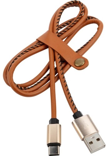 Кабель REXANT 18-1897 USB-A – Type-C, 2,1A, 1м, эко-кожа, коричневый