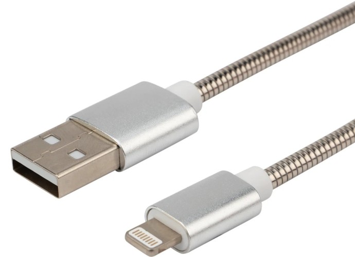 Кабель REXANT 18-4247 USB-A – Lightning для Apple, 2,4A, 1м, в металличе - изображение 2